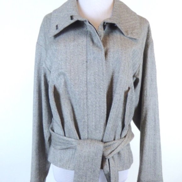 CLUB MONACO herringbone wool high neck jacket L - Picture 2 of 10